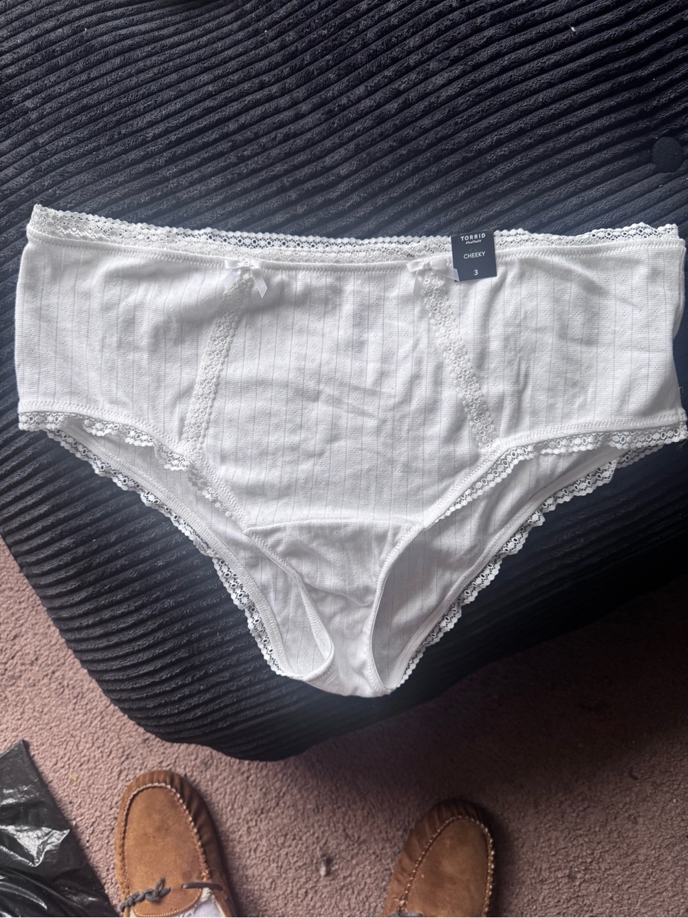 torrid White Lace-Trim Ribbed Briefs size 3